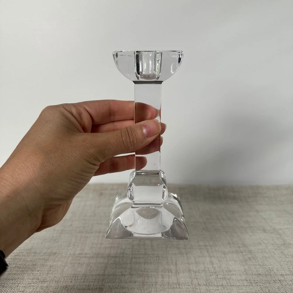 Pair of Villeroy & Boch Crystal Candlesticks Clear Glass Candle Holders 6